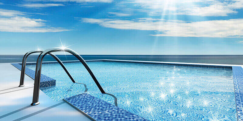 Luxury home swimming pool near the sea